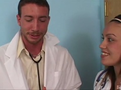 Hot blonde legal age teenager gets scoops and pussy rubbed by doctor