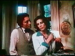 Curly hair girl laid in sexy retro movie