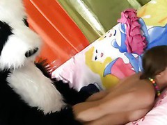 Chick plays with unusual sex toy